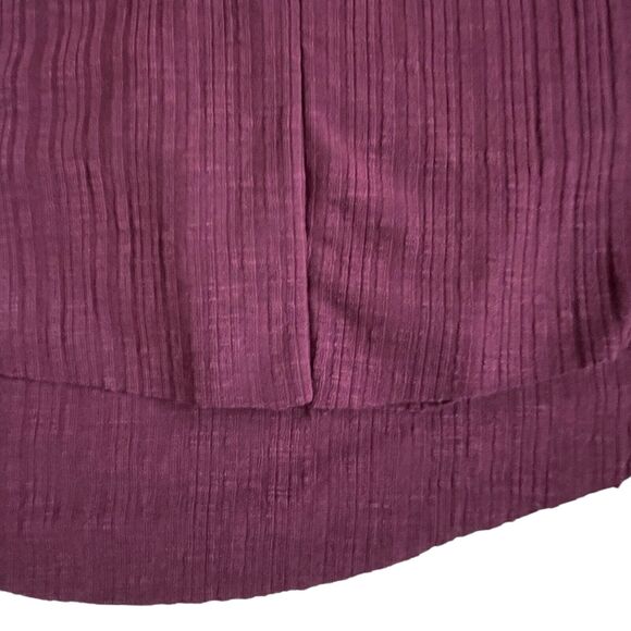 Suzanne Betro Shirt Top Women Size XL Purple Hi-Low V Neck Long Sleeve Textured - Picture 4 of 9
